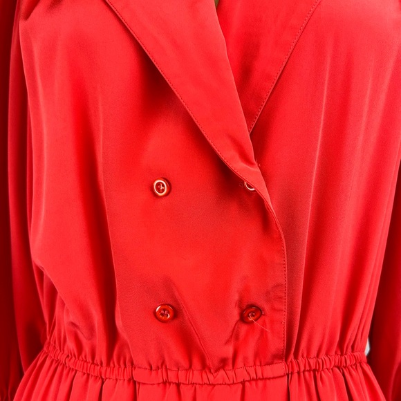 Talbots | Red Vintage Long Sleeve Polyester Midi Dress, petite, size 14P - Picture 6 of 14